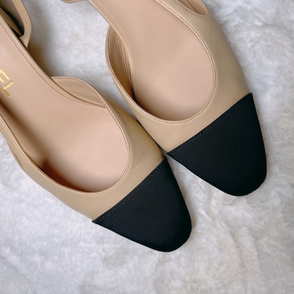 ❤️SOLD❤️CHANEL classic slingbacks beige black 37.5 37.5C - Picture 3 of 9